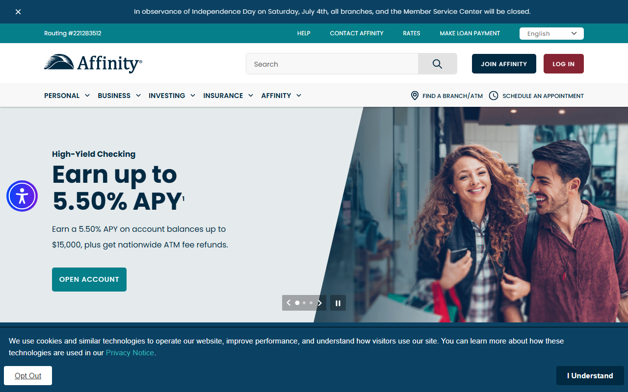 Homepage of Affinity