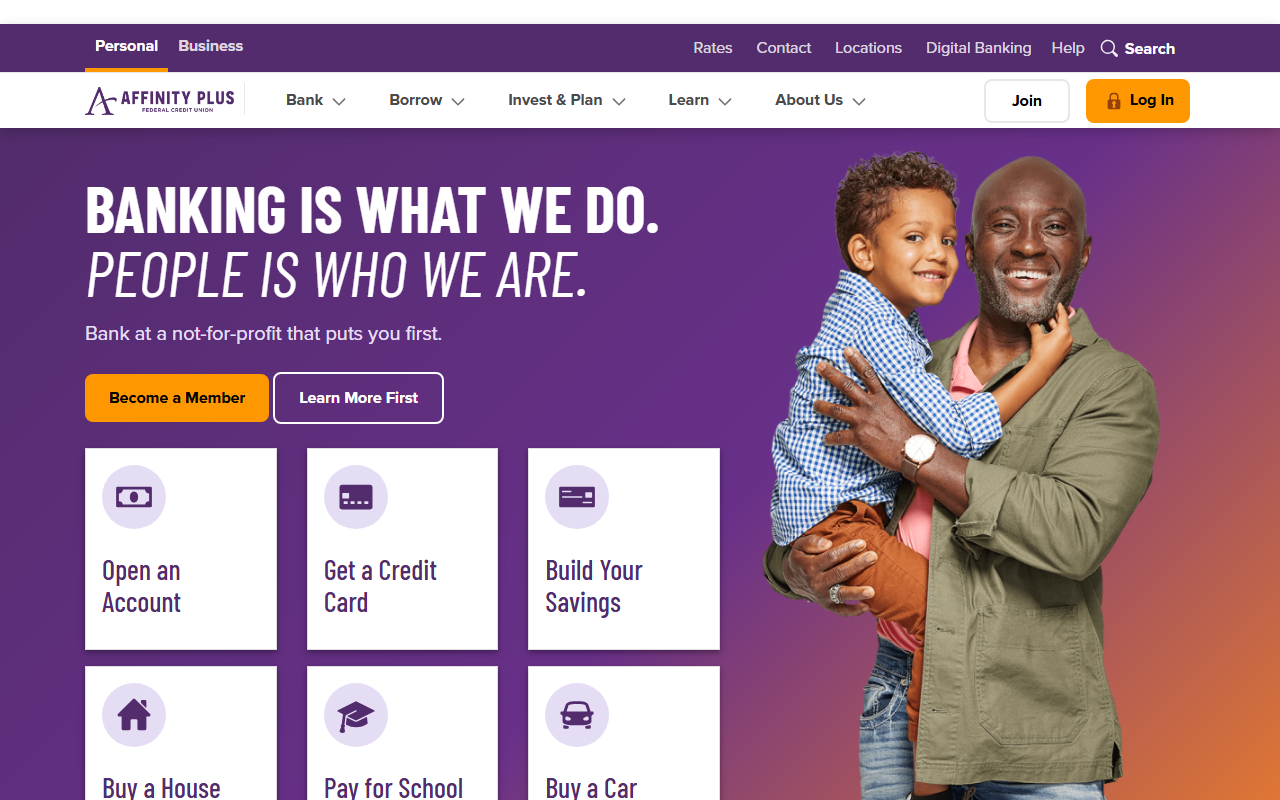 Homepage of Affinity Plus