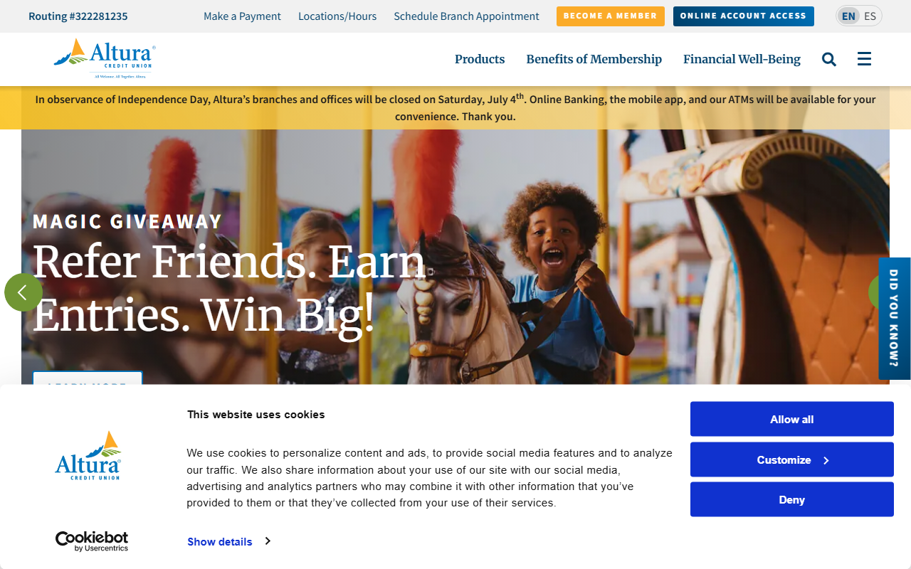 Homepage of Altura