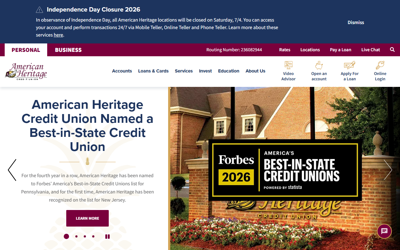 Homepage of American Heritage