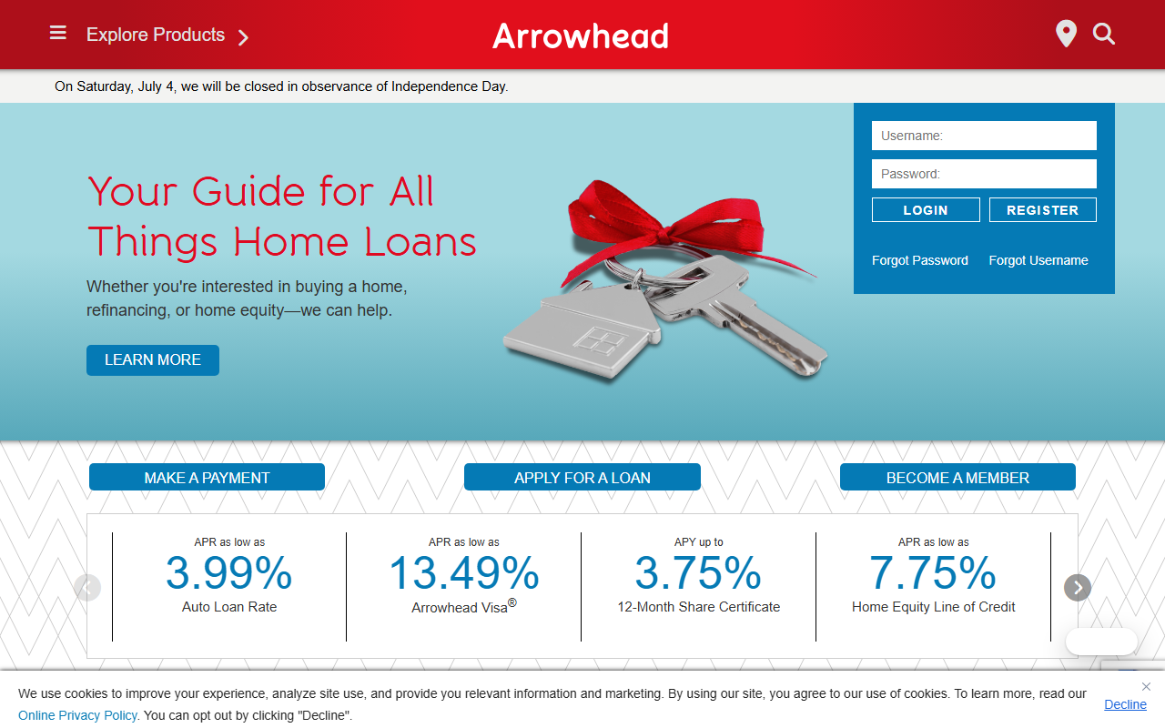 Homepage of Arrowhead