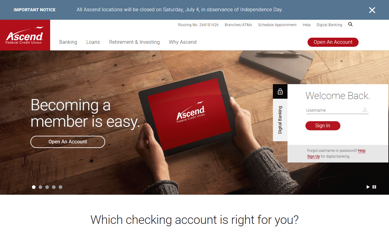 Homepage of Ascend
