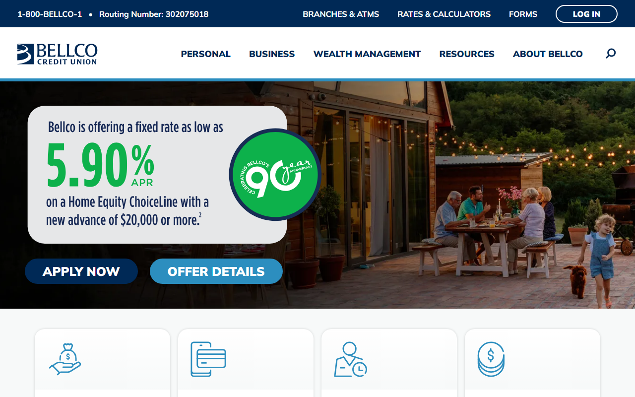 Homepage of Bellco