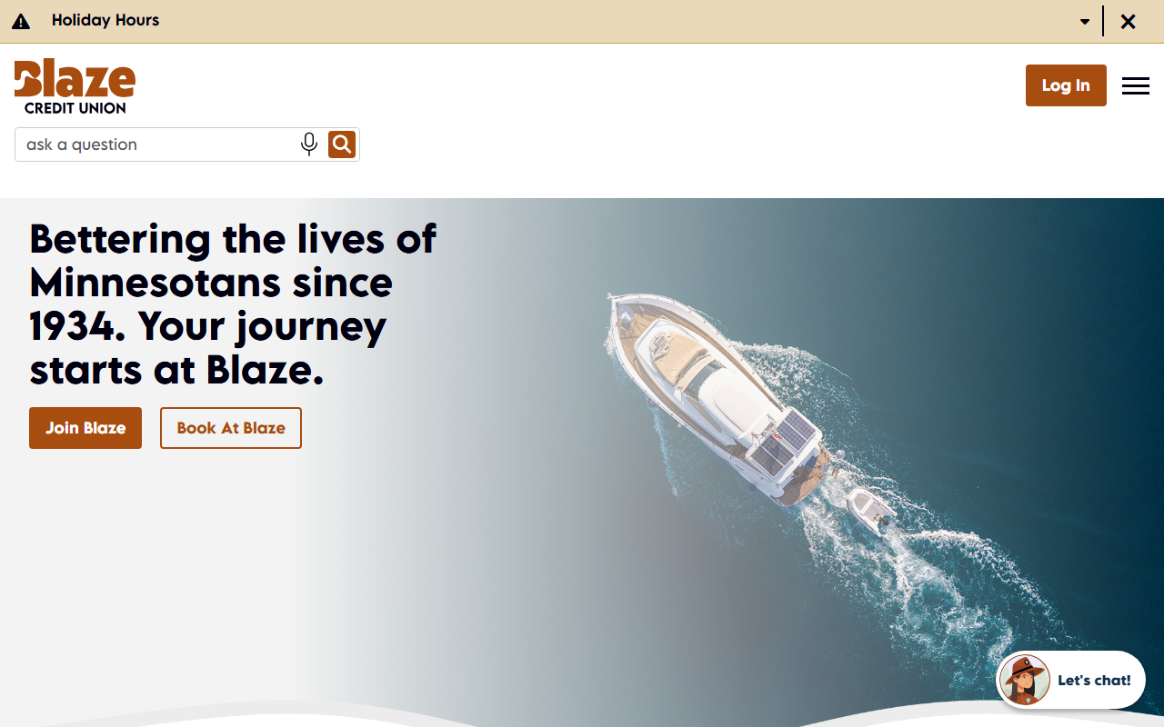 Homepage of Blaze