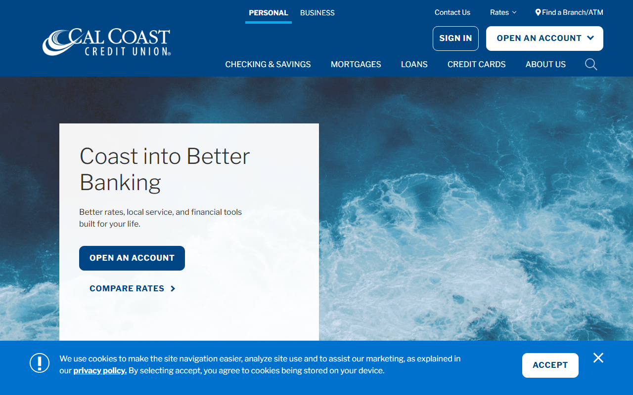 Homepage of California Coast