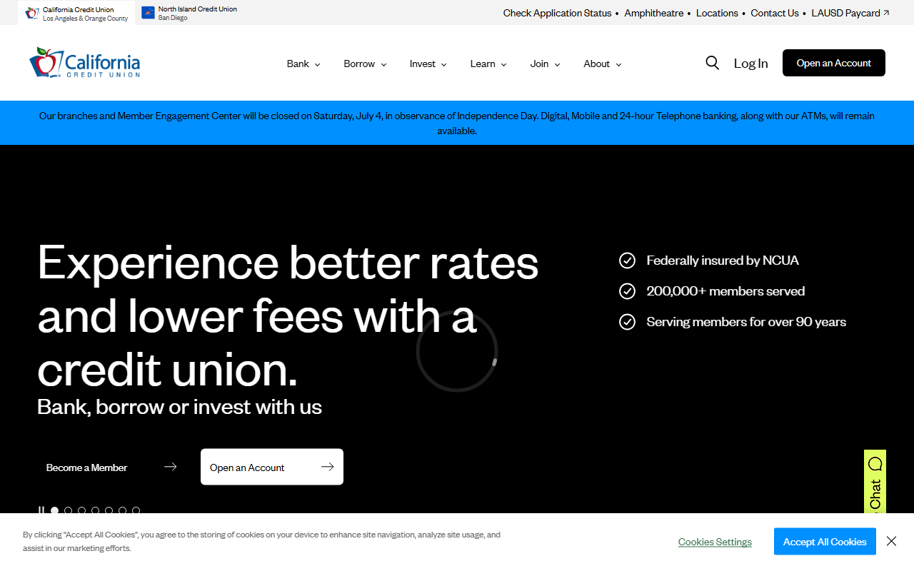 Homepage of California