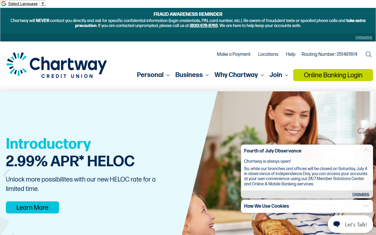 Homepage of Chartway