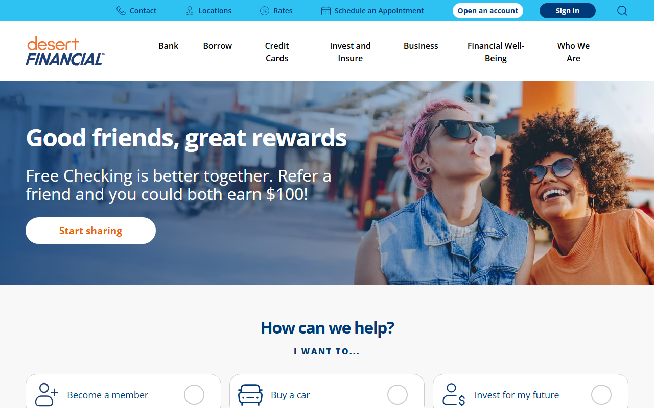 Homepage of Desert Financial