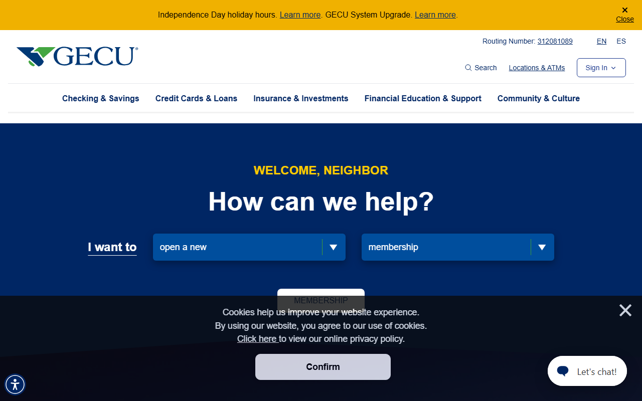 Homepage of Gecu
