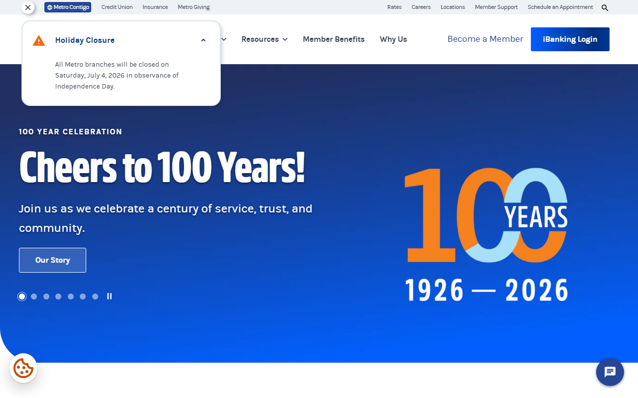 Homepage of Metro