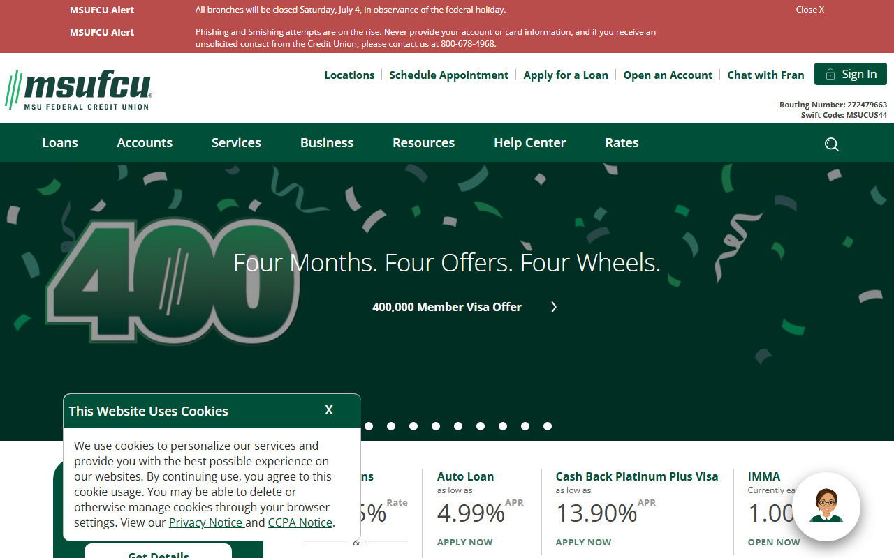 Homepage of Michigan State University