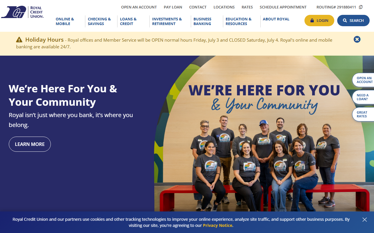Homepage of Royal