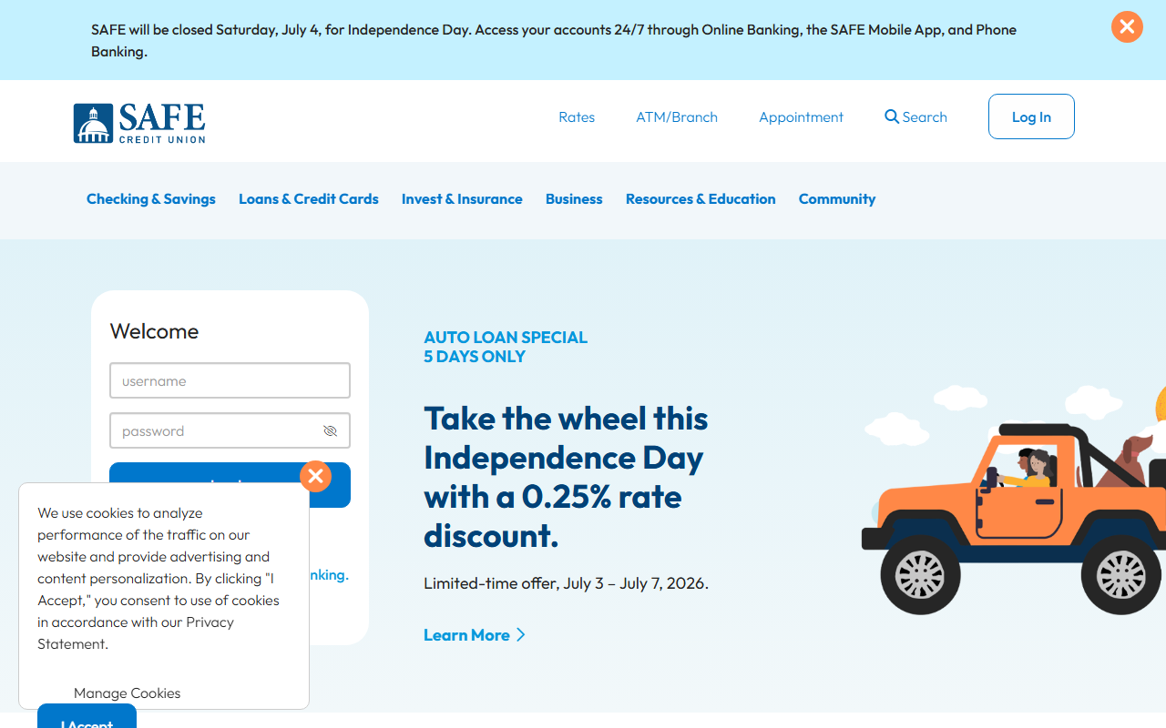 Homepage of Safe