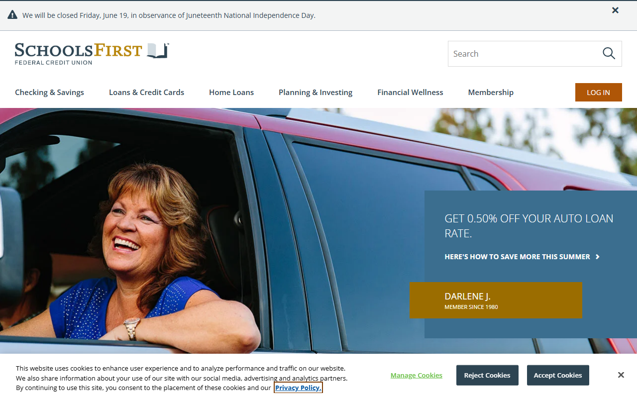 Schoolsfirst homepage