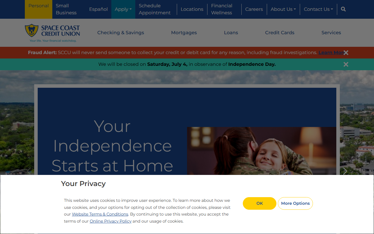 Homepage of Space Coast