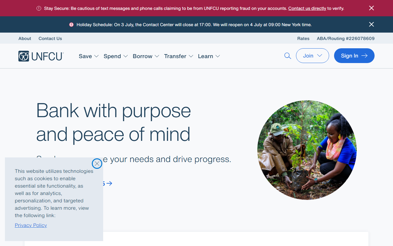 Homepage of United Nations