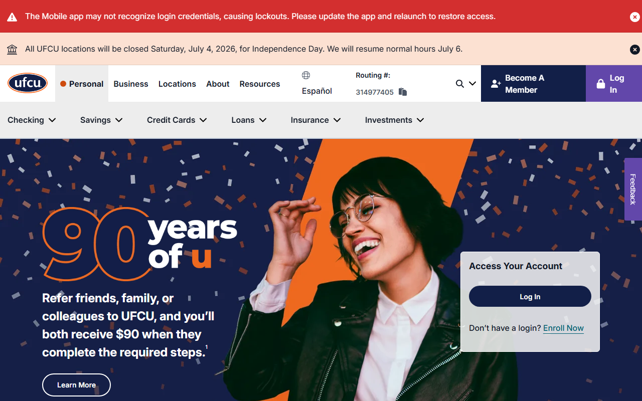 Homepage of University