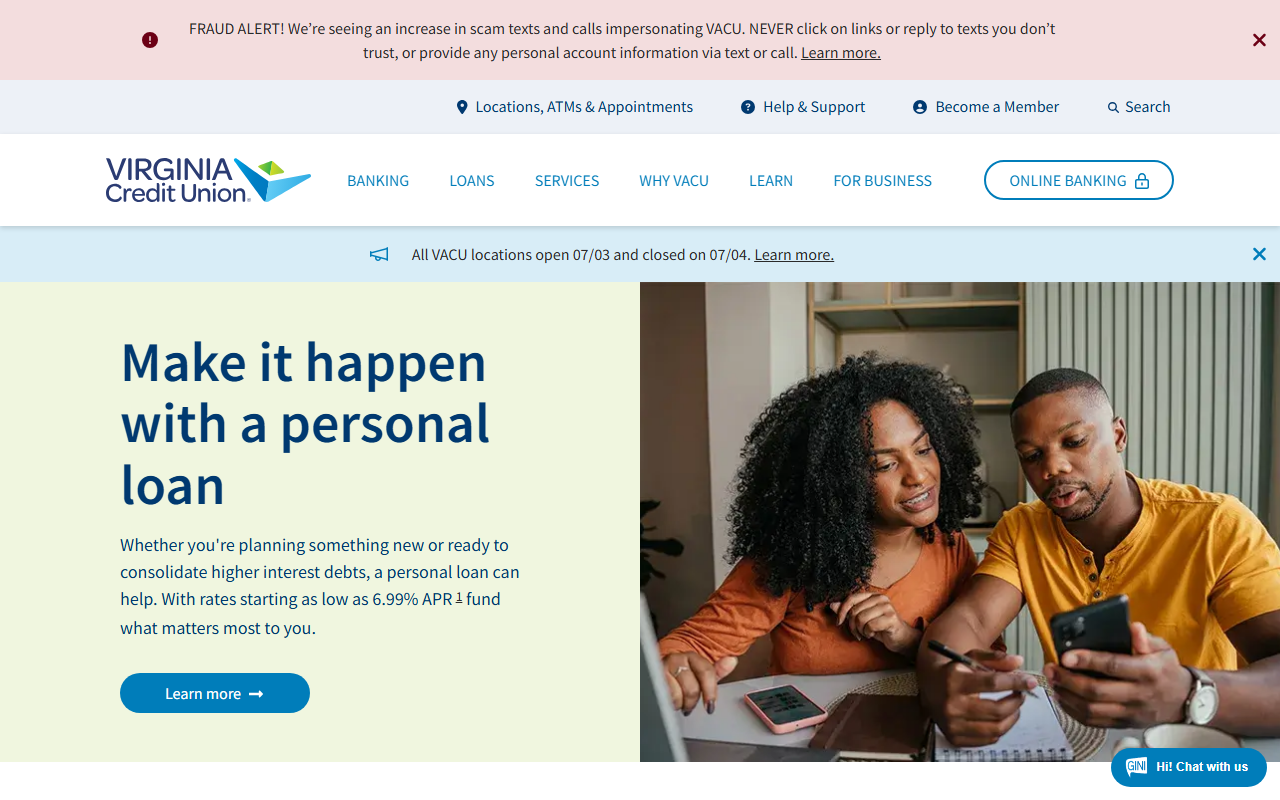 Homepage of Virginia