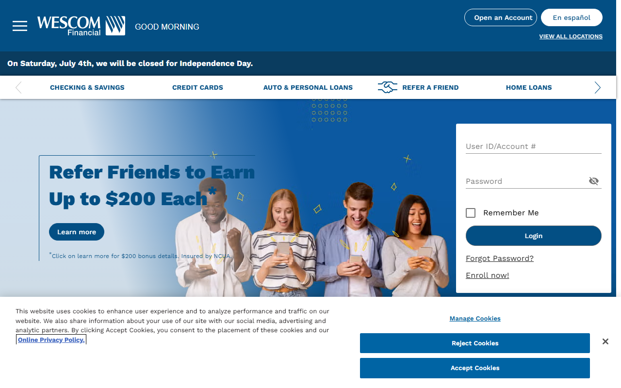 Homepage of Wescom Central