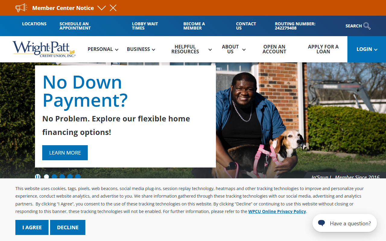 Homepage of Wright-Patt Credit Union, Inc.